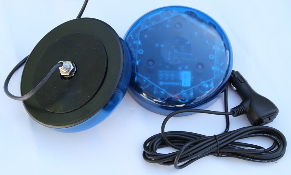 LED Flach Rundumkennleuchte Blau, Blitzlicht 12V und 24V