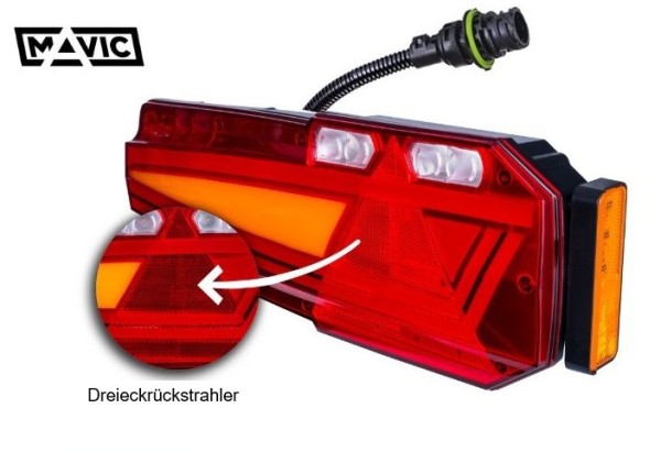 AMP 7-pol. Rückleuchte rechts Dreieck, Seitenmarkierungslicht 12-24V