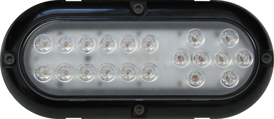 3-Funktion, LED Rückleuchte Oval, mit Chromrahmen