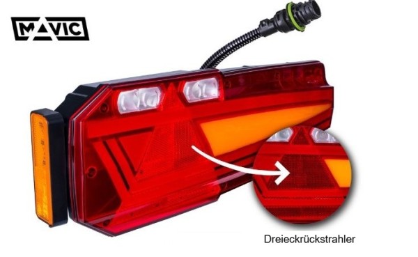 AMP 7-pol. Rückleuchte links Dreieck, Seitenmarkierungslicht 12-24V
