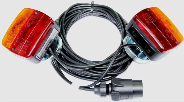 AdLuminis Rückleuchten-Set verkabelt mit Magnetfuß für PKW-Anhänger 7m Kabel 7-poliger Stecker,Anhängerbeleuchtung für Straßenverkehr zugelassen