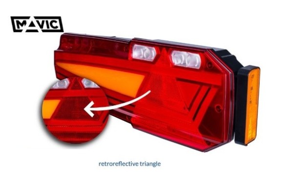 Anhänger Rückleuchte rechts mit Dreieck, Seitenmarkierungsleuchte